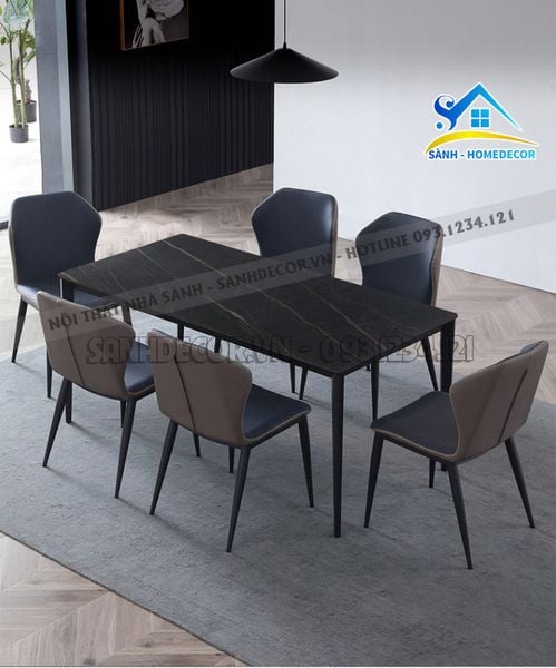  Bộ Bàn Ăn 6 Ghế Mặt Đá Hiện Đại - Ba105 