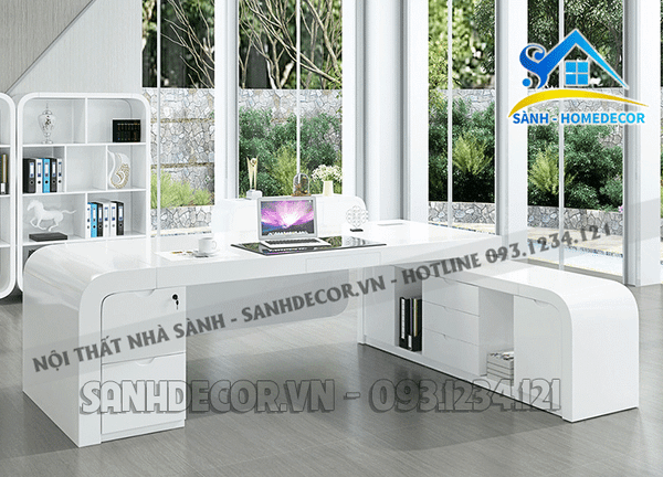  Bàn Sếp Màu Trắng Hiện Đại - Bgd26 