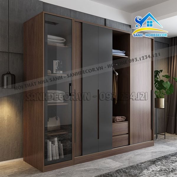  Tủ Quần Áo Gỗ Cánh Kính Bắc Âu Hiện Đại - Tqa159 