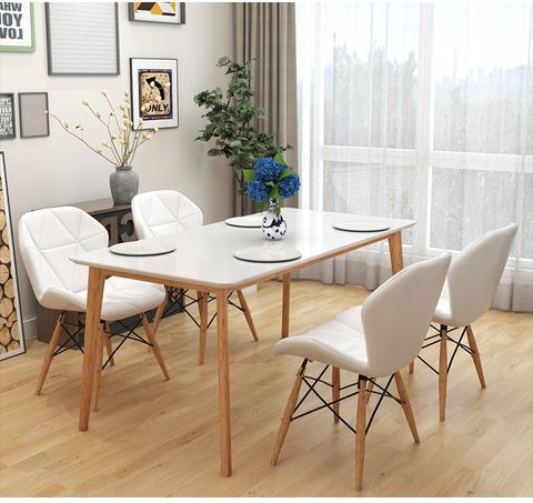 Bộ bàn ăn cao su 4 ghế Eames bọc nệm - BA10