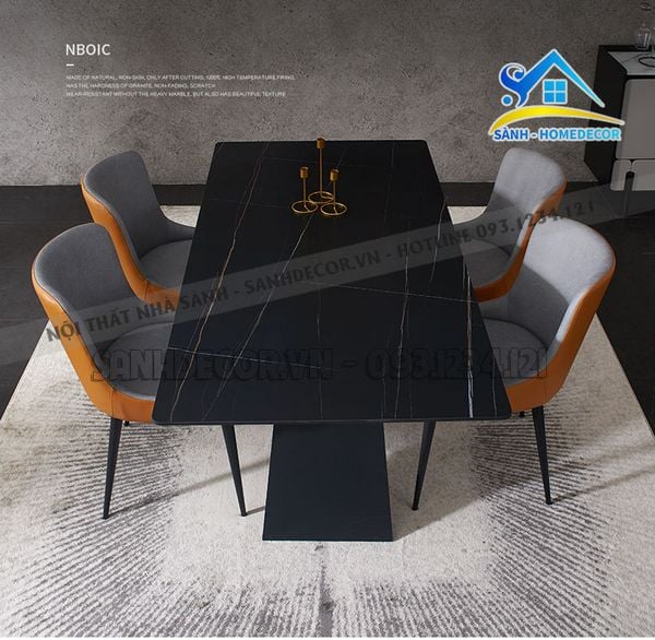  Bộ Bàn Ghế Ăn 4 Ghế Mặt Đá Chân X Xéo Cao Cấp - Ba103 
