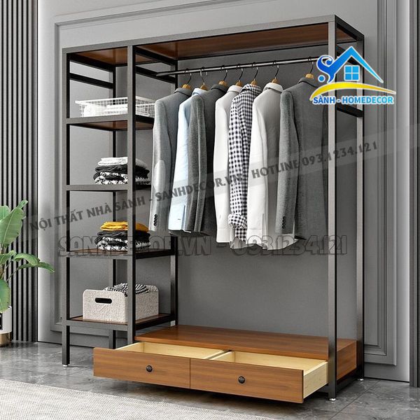  Hệ Kệ Quần Áo Kèm Ngăn Đựng Đa Năng - Kqa36 