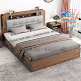 Giường ngủ gỗ bọc nệm đầu giường cao cấp - SG96