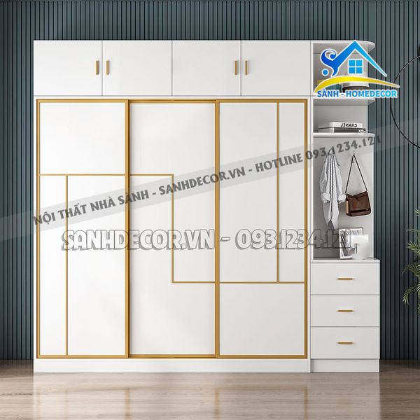  Tủ Quần Áo Gỗ Họa Tiết Hiện Đại - Tqa158 