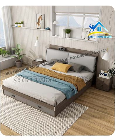 Giường ngủ gỗ bọc nệm cao cấp - SG50