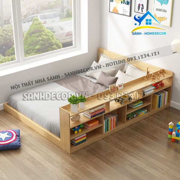  Giường Ngủ Trẻ Em Liền Kệ Sách Hiện Đại - Gnte08 