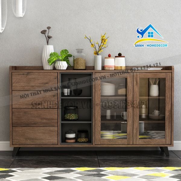  Tủ Đựng Đồ Nhà Bếp Gỗ Cánh Kính Hiện Đại - Stb105 