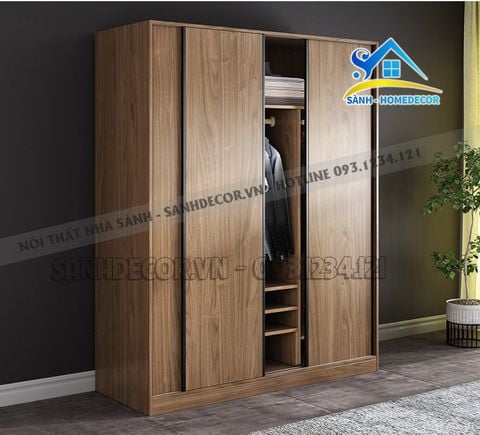 Tủ quần áo gỗ màu Walnut sang trọng - TQA143