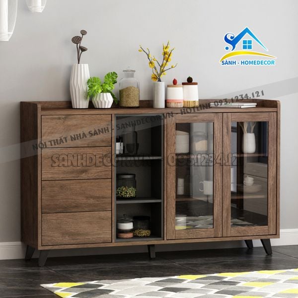  Tủ Đựng Đồ Nhà Bếp Gỗ Cánh Kính Hiện Đại - Stb105 