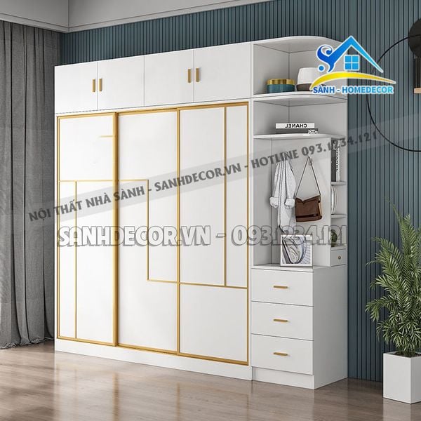  Tủ Quần Áo Gỗ Họa Tiết Hiện Đại - Tqa158 