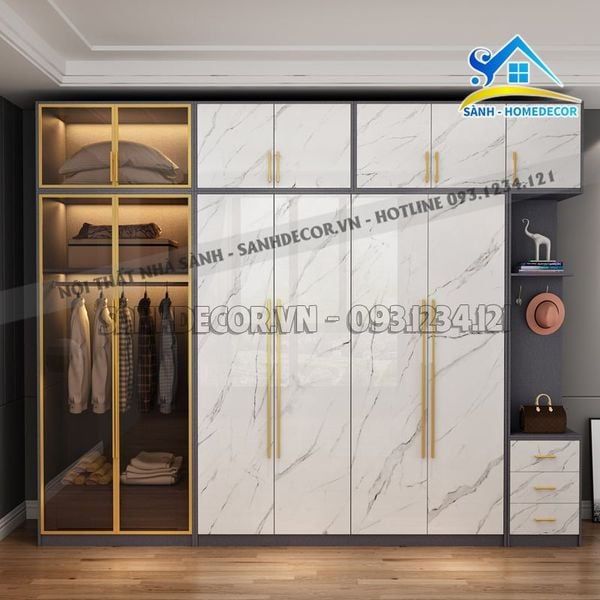  Tủ Quần Áo Cánh Kính Khung Nhôm Cao Cấp - Tqa153 