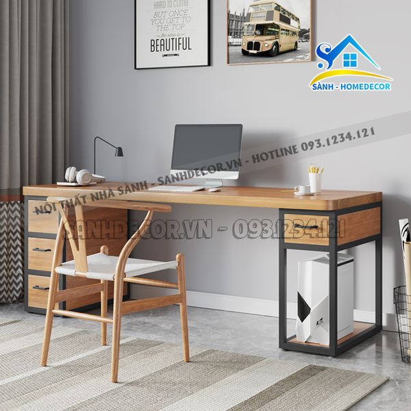  Bàn Làm Việc Liền Ngăn Kéo Tủ Sách Hiện Đại - Blv100 