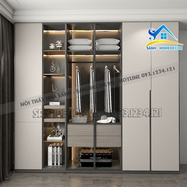  Tủ Quần Áo Gỗ Cánh Kính Cao Cấp - Tqa144 