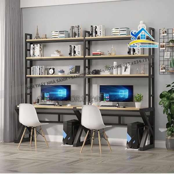 Bàn Học Đôi Kèm Kệ Sách Đa Năng - Blv157 