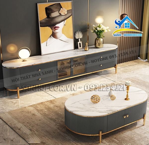  Set Kệ Tivi Và Bàn Trà Cao Cấp 2 Món - Setpk66 