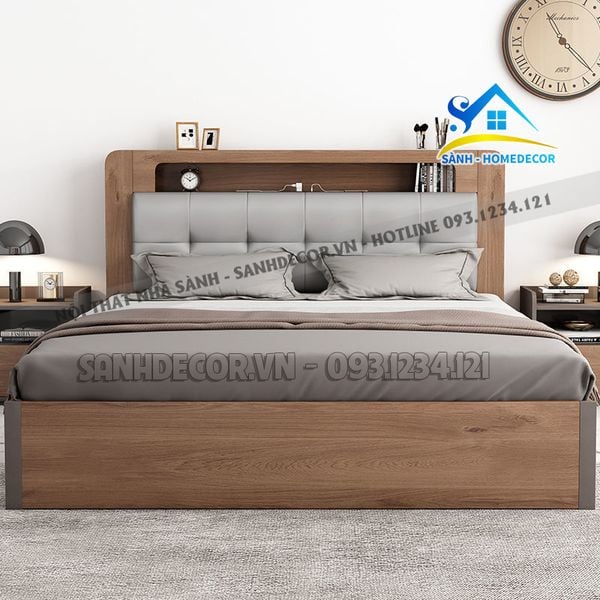  Giường Ngủ Gỗ Bọc Nệm Đầu Giường Cao Cấp - Sg96 