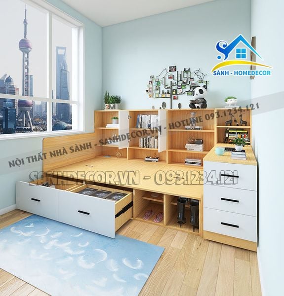  Giường Ngủ Gỗ Cho Bé Mẫu Đẹp - Gnte09 