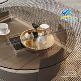 Bộ bàn trà gỗ sơn 2K mặt kính/đá cao cấp - BT53