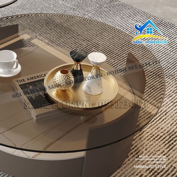  Bộ Bàn Trà Gỗ Sơn 2K Mặt Kính/Đá Cao Cấp - Bt53 