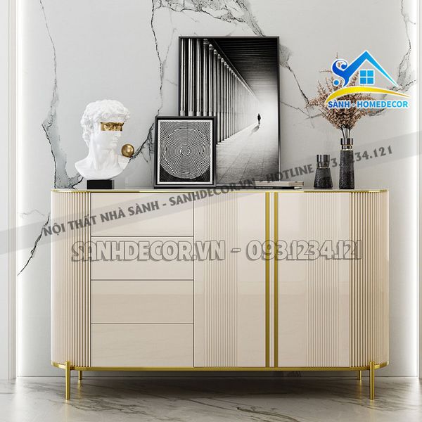  Tủ Console Mặt Đá Gỗ Sơn 2K Cao Cấp - Tcs04 