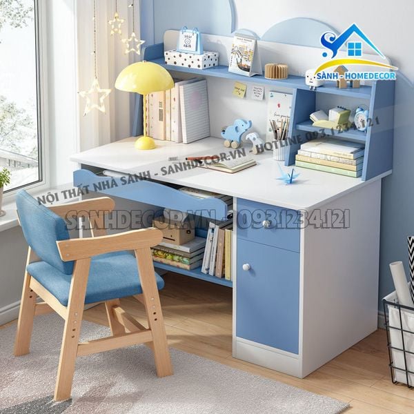  Bàn Học Cho Bé Liền Tủ Sách Đa Năng - Blv132 