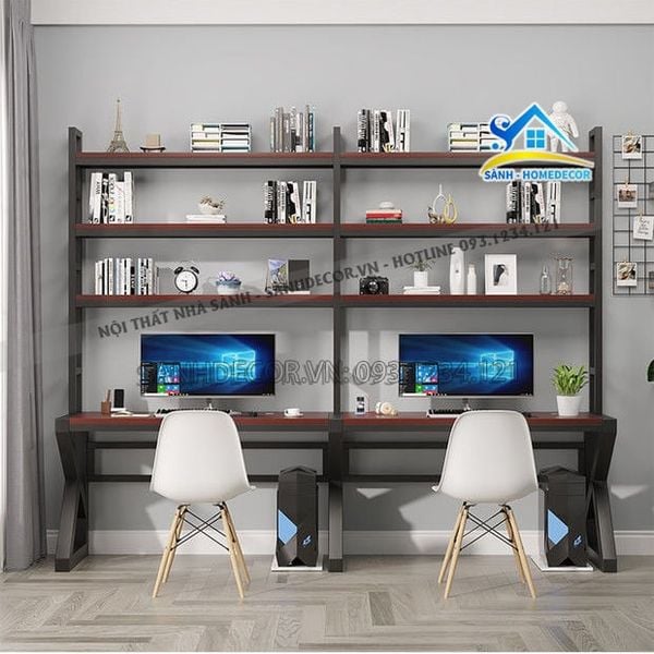  Bàn Học Đôi Kèm Kệ Sách Đa Năng - Blv157 