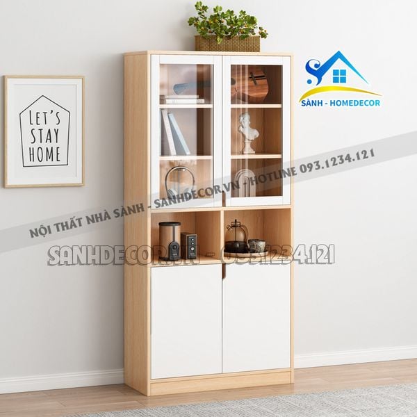  Tủ Sách Gỗ 2 Cánh Kính Cao Cấp - Ts39 
