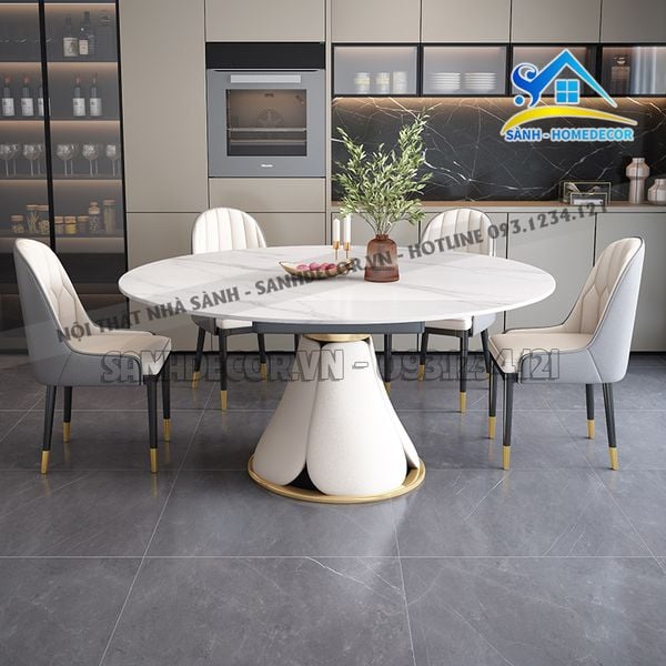  Bộ Bàn Ăn Mặt Đá Phiến Ceramic 4- 6 Ghế Sang Trọng - Ba82 