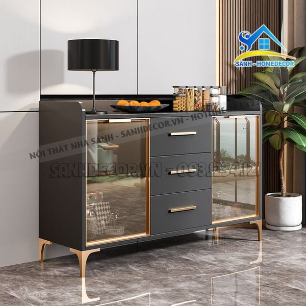  Tủ Nhà Bếp Gỗ Cánh Kính Cao Cấp - Stb148 