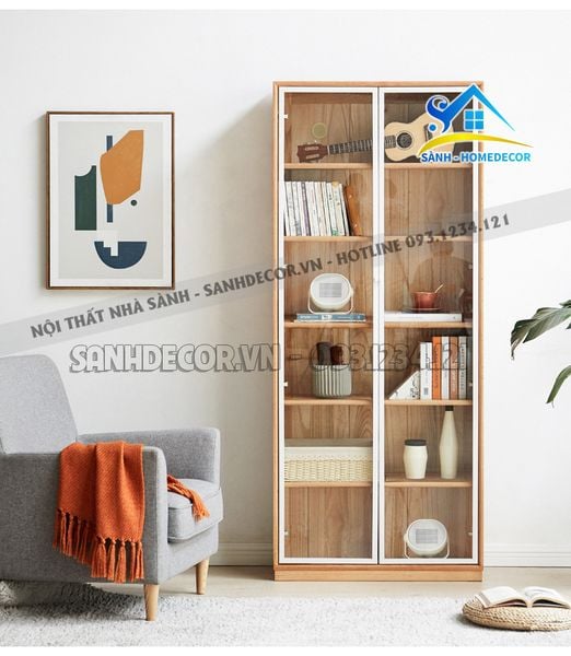  Tủ Sách Gỗ Cánh Kính Hiện Đại - Ts41 