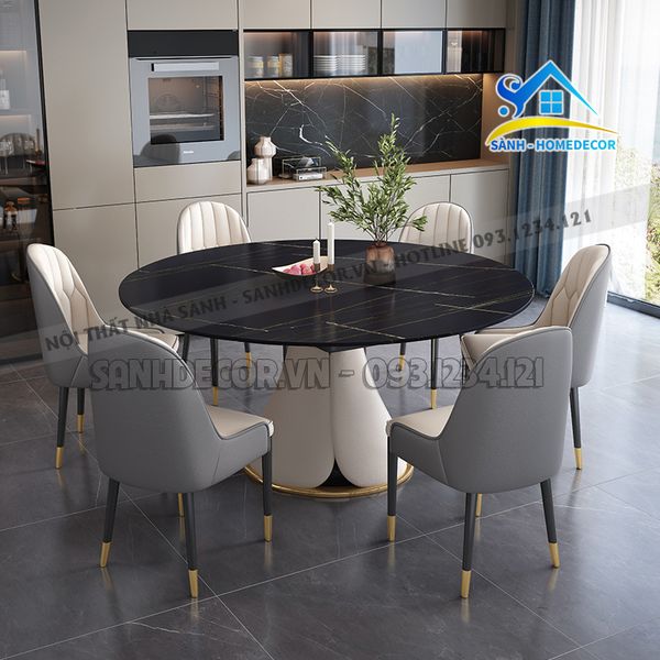  Bộ Bàn Ăn Mặt Đá Phiến Ceramic 4- 6 Ghế Sang Trọng - Ba82 