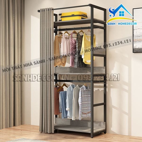  Kệ Treo Áo Quần Gọn Nhẹ Kèm Rèm - Kqa27 