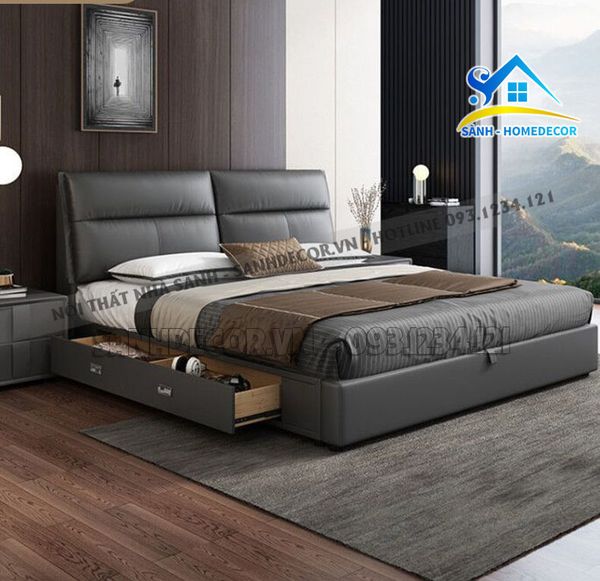  Giường Ngủ Bọc Nệm Có Hộc Kéo Cao Cấp - Sg111 