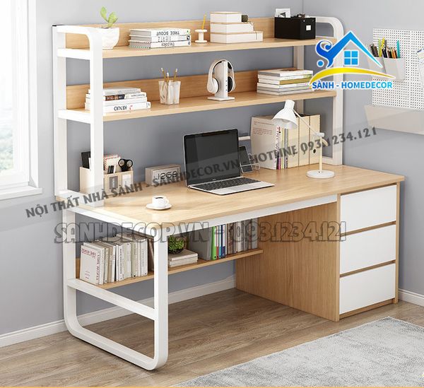  Bàn Làm Việc Liền Kệ Kèm Ngăn Cabinet Hiện Đại - Blv111 