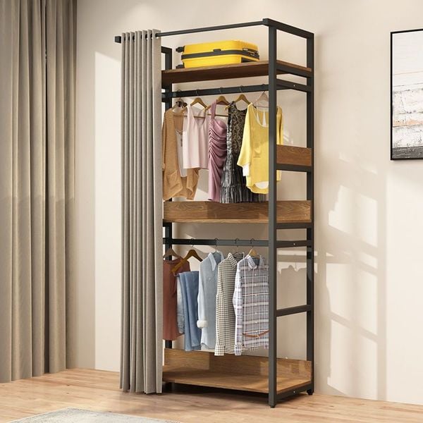  Kệ Treo Áo Quần Gọn Nhẹ Kèm Rèm - Kqa27 