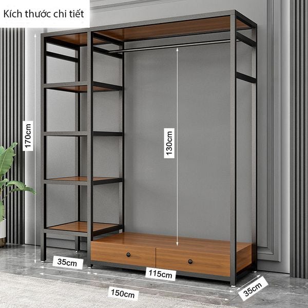  Hệ Kệ Quần Áo Kèm Ngăn Đựng Đa Năng - Kqa36 