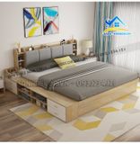 Giường ngủ gỗ kết hợp bệt ngồi và hộc kéo đa năng - SG63