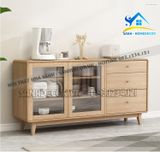 Tủ nhà bếp gỗ MDF phủ Veneer cánh kính đa năng - STB73