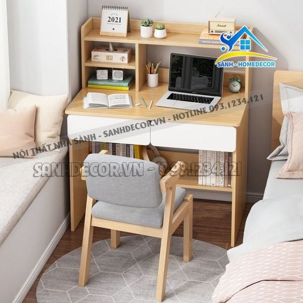  Bàn Học Gỗ Kèm Kệ Sách Hiện Đại - Blv139 