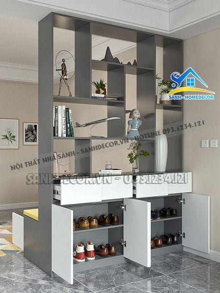  Tủ Vách Ngăn Phòng Khách Kèm Nệm Hiện Đại - Tvn20 