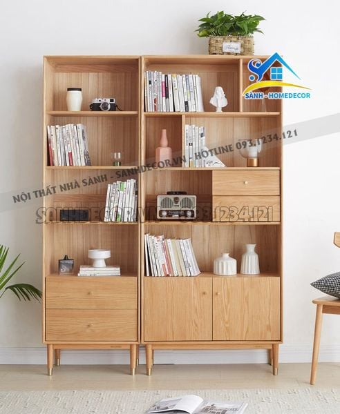  Tủ Sách Gỗ Mdf Phủ Veneer Cao Cấp - Ts38 