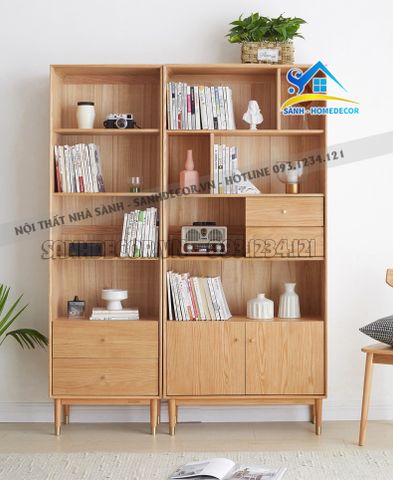 Tủ sách gỗ MDF phủ veneer cao cấp - TS38