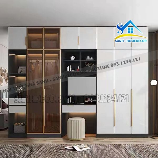  Tủ Quần Áo Liền Bàn Trang Điểm Hiện Đại - Tqa155 