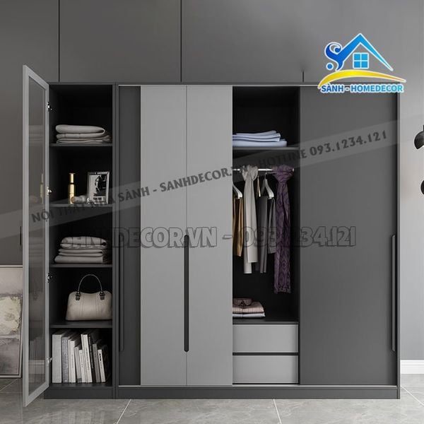  Tủ Quần Áo Gỗ Cánh Kính Bắc Âu Hiện Đại - Tqa159 
