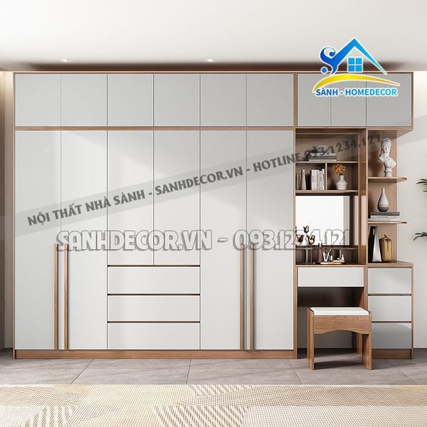  Hệ Tủ Quần Áo Kịch Trần Liền Bàn Trang Điểm Cao Cấp - Tqa160 