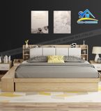 Giường ngủ gỗ kết hợp bệt ngồi và hộc kéo đa năng - SG63