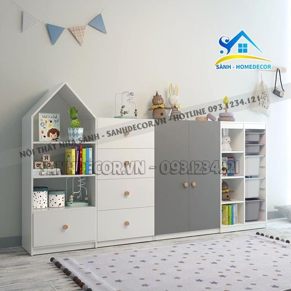  Hệ Tủ Để Đồ Cho Bé Nhiều Ngăn Đa Năng - Teb28 