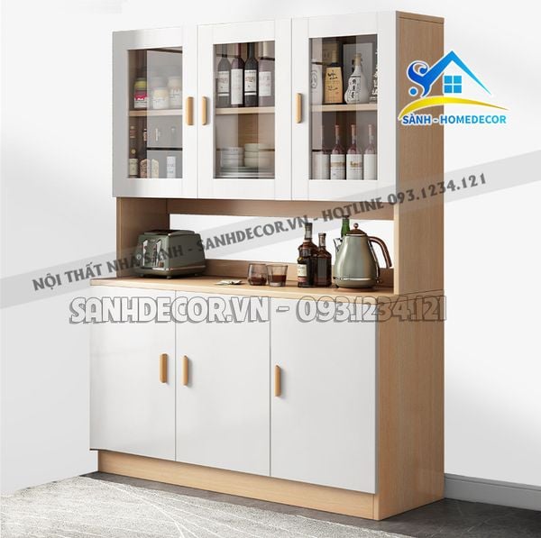  Tủ Nhà Bếp Gỗ Cánh Kính Cao Cấp - Stb65 