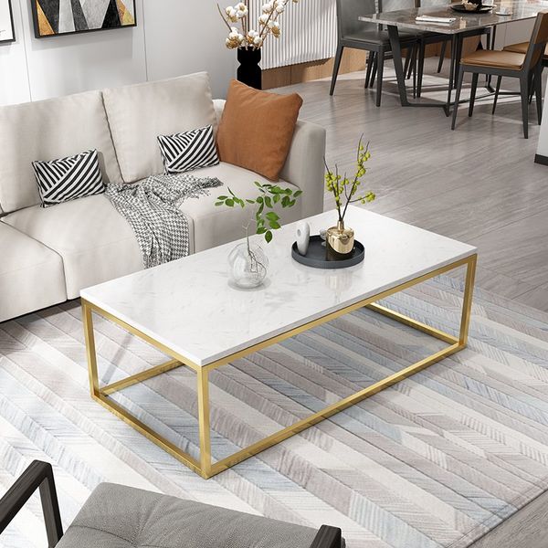  Bàn Trà Chữ Nhật Mặt Đá Vân Mây - Bt17 
