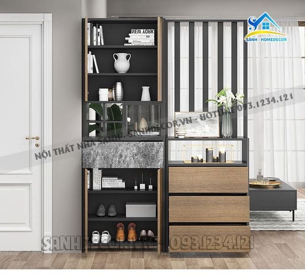  Tủ Trang Trí Vách Ngăn Phòng Khách Hiện Đại - Tvn03 